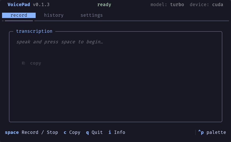 VoicePad Interface